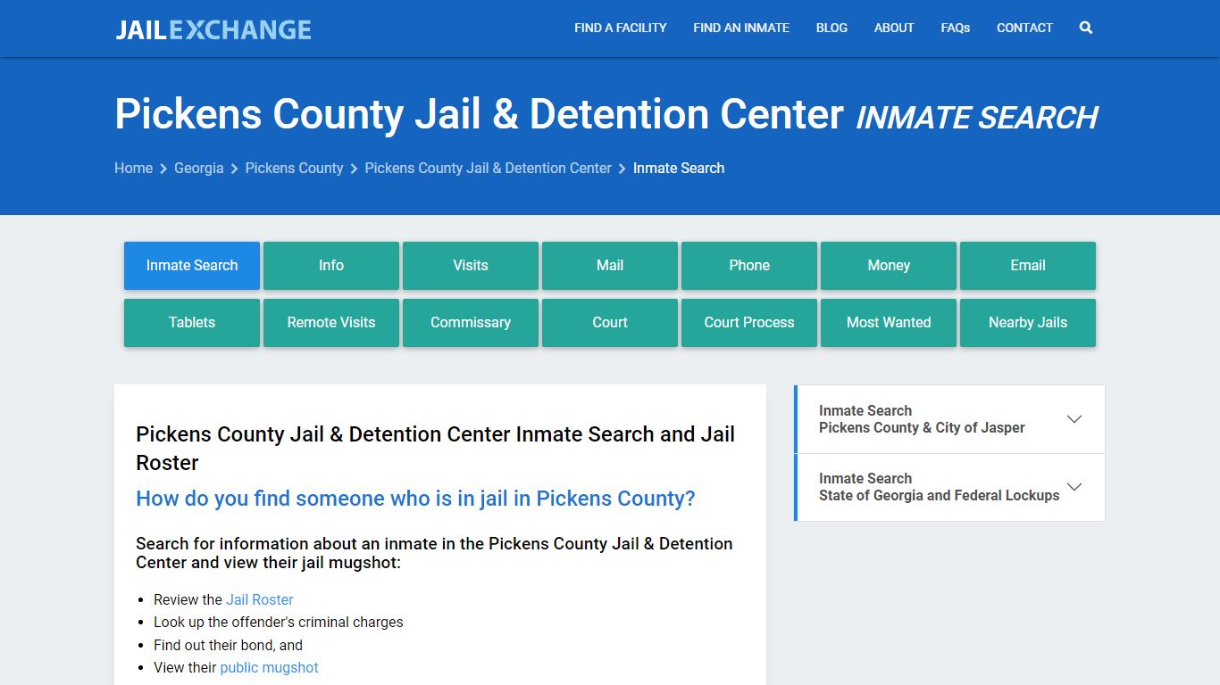 Pickens County Jail & Detention Center Inmate Search
