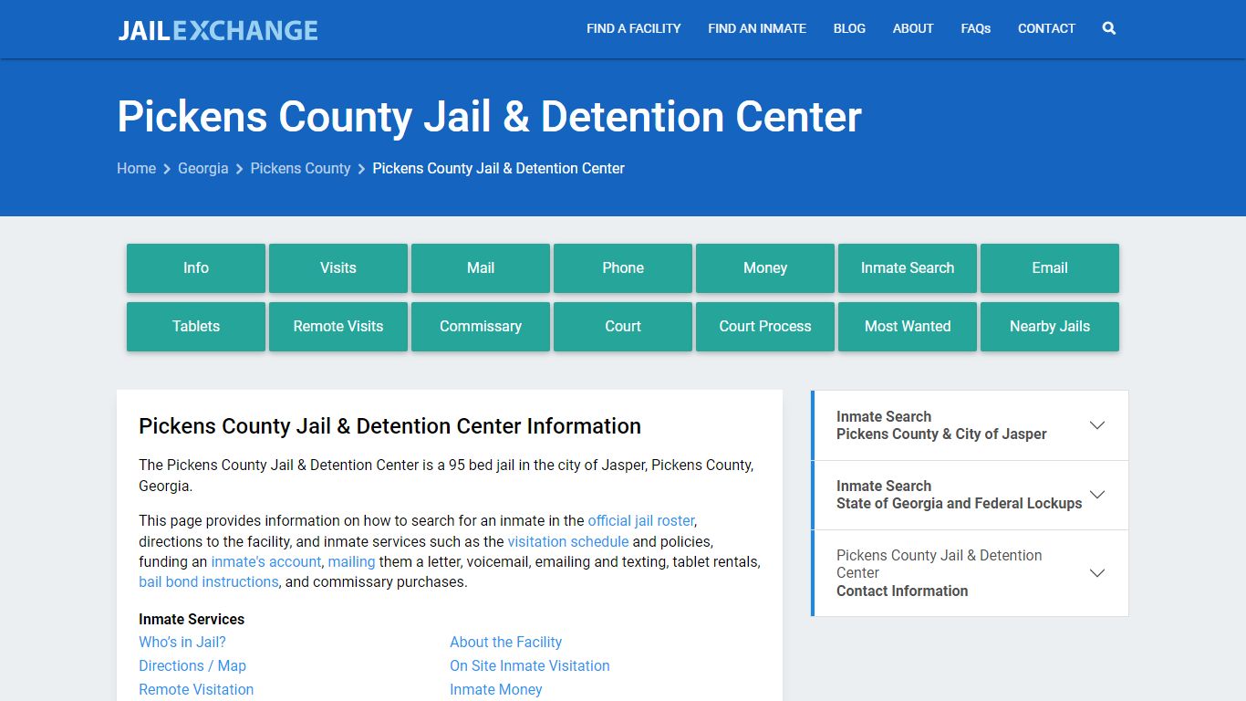 Pickens County Jail & Detention Center, GA Inmate Search, Information